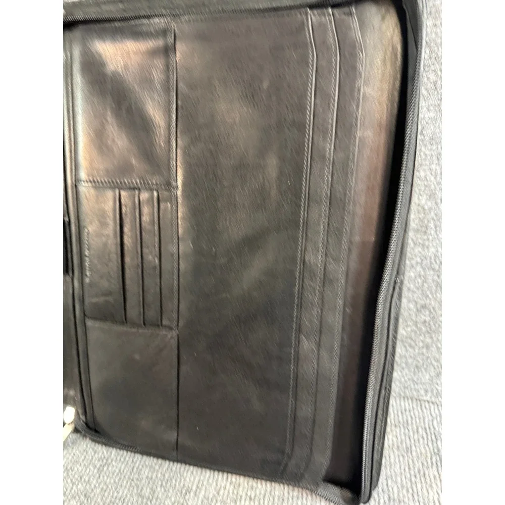Osgood Marley Black Leather Zip Around Portfolio Organizer Business Folder